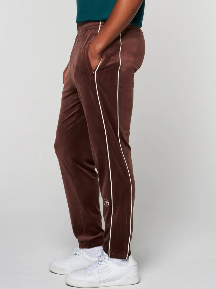 Lioni Velour Track Pant- Deep Mahogany