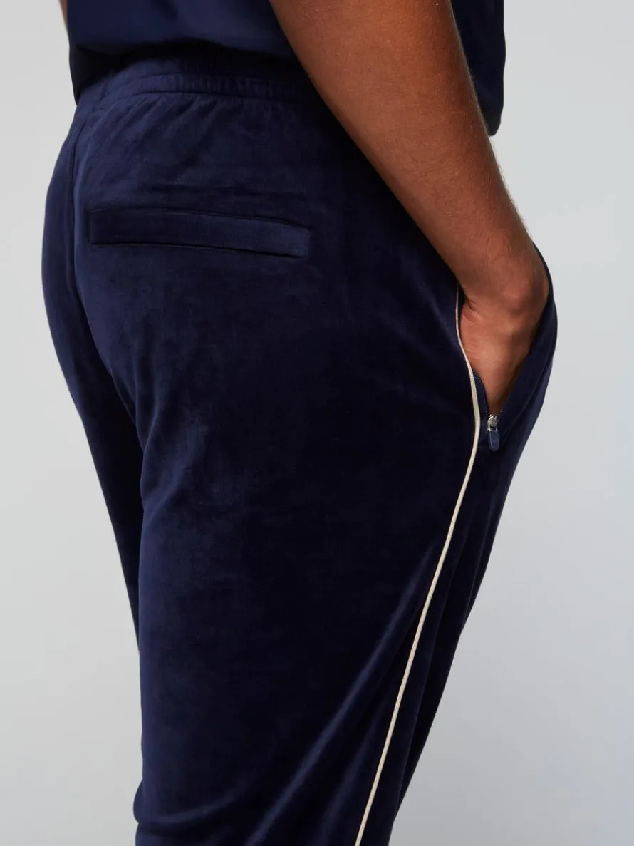 Gallone Velour Track Pant- Maritime Blue