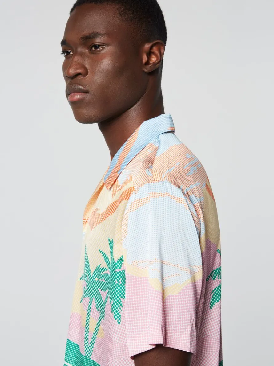 Riviera Camp Shirt- Deep Mint/ Multi