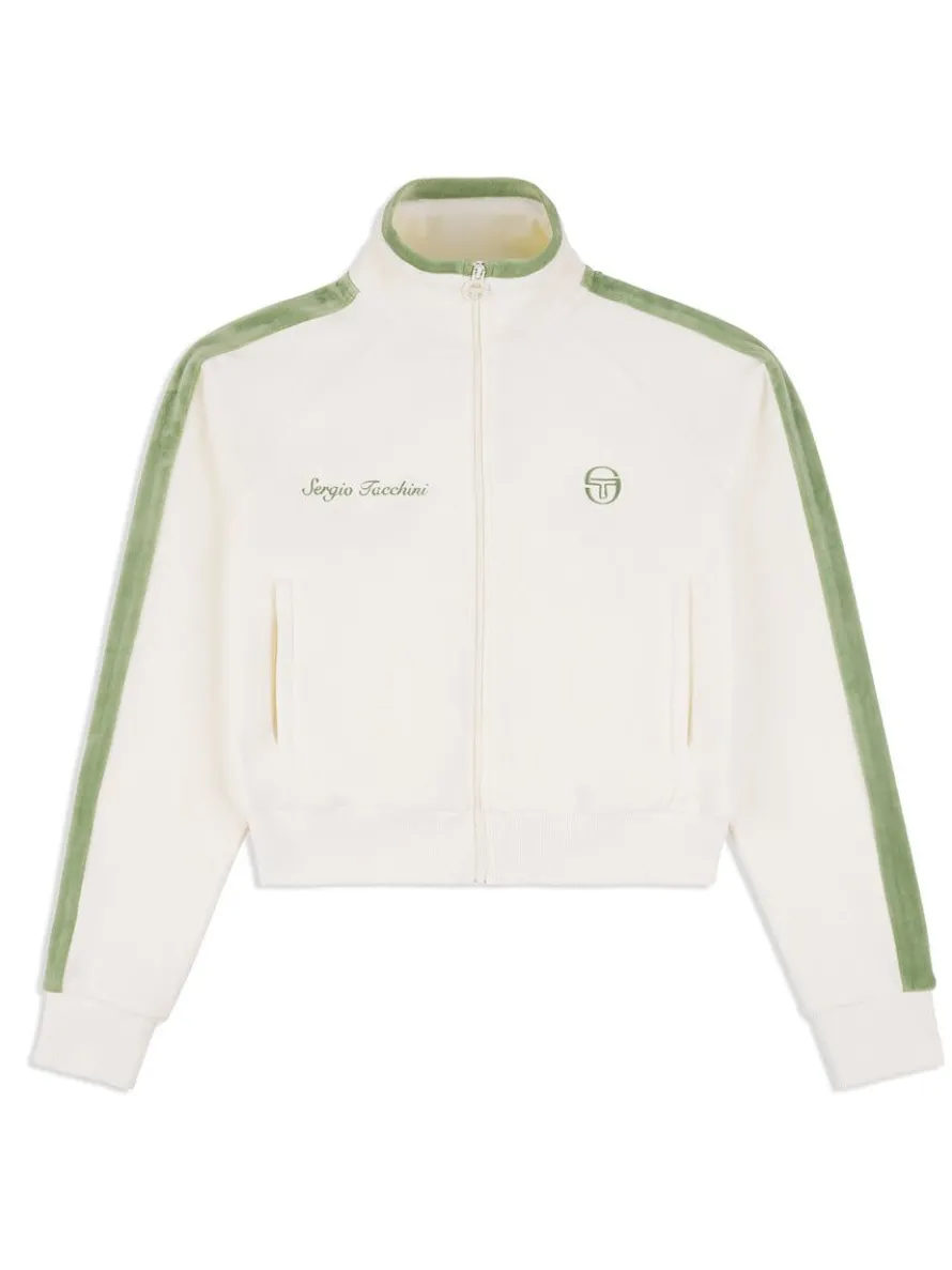 Miss Carlotta Velour Track Jacket- Gardenia
