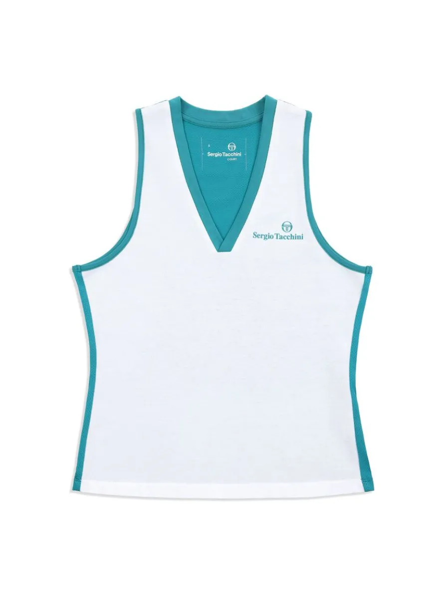 Women'S Vigentino Tennis V-Neck Tank Top- White