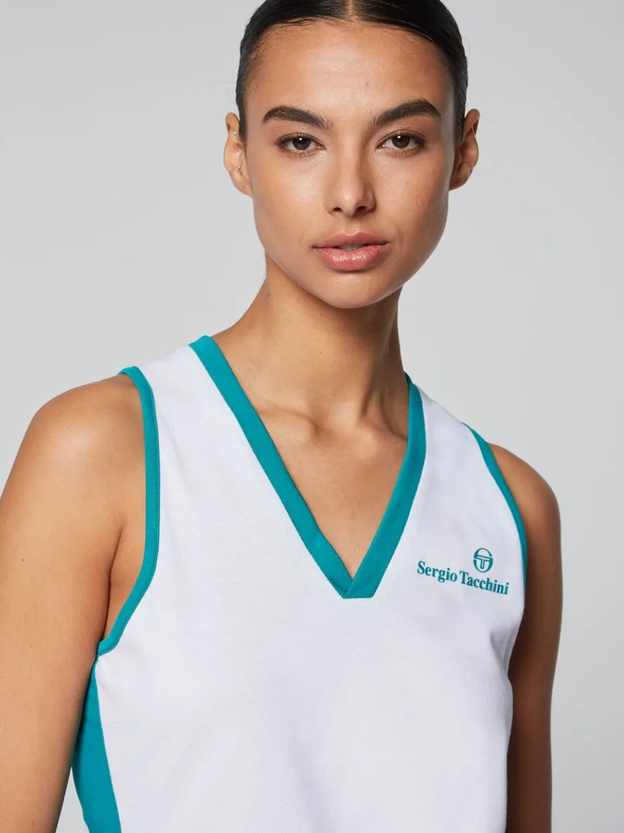 Women'S Vigentino Tennis V-Neck Tank Top- White