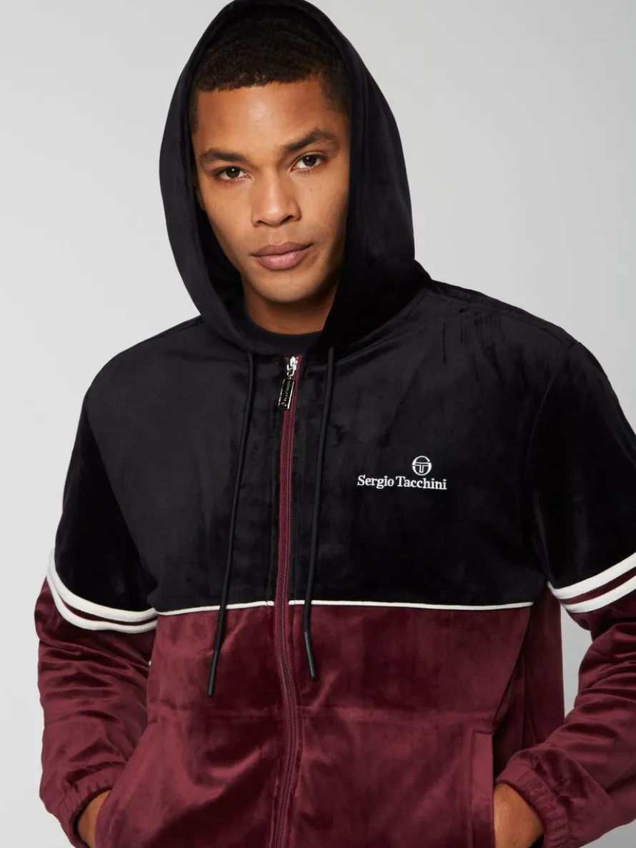 Scopeto Full-Zip Velour Hoodie- Black Beauty/ Mauve Wine