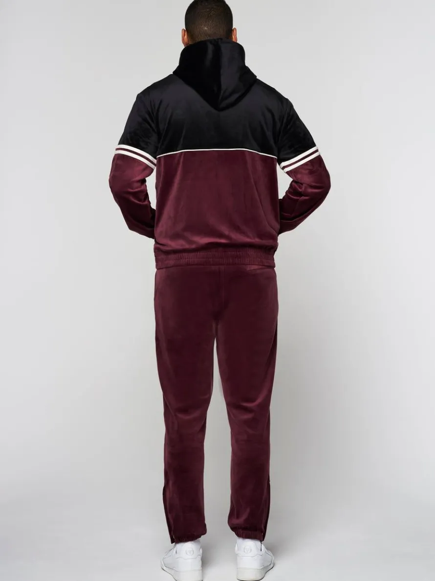 Scopeto Full-Zip Velour Hoodie- Black Beauty/ Mauve Wine