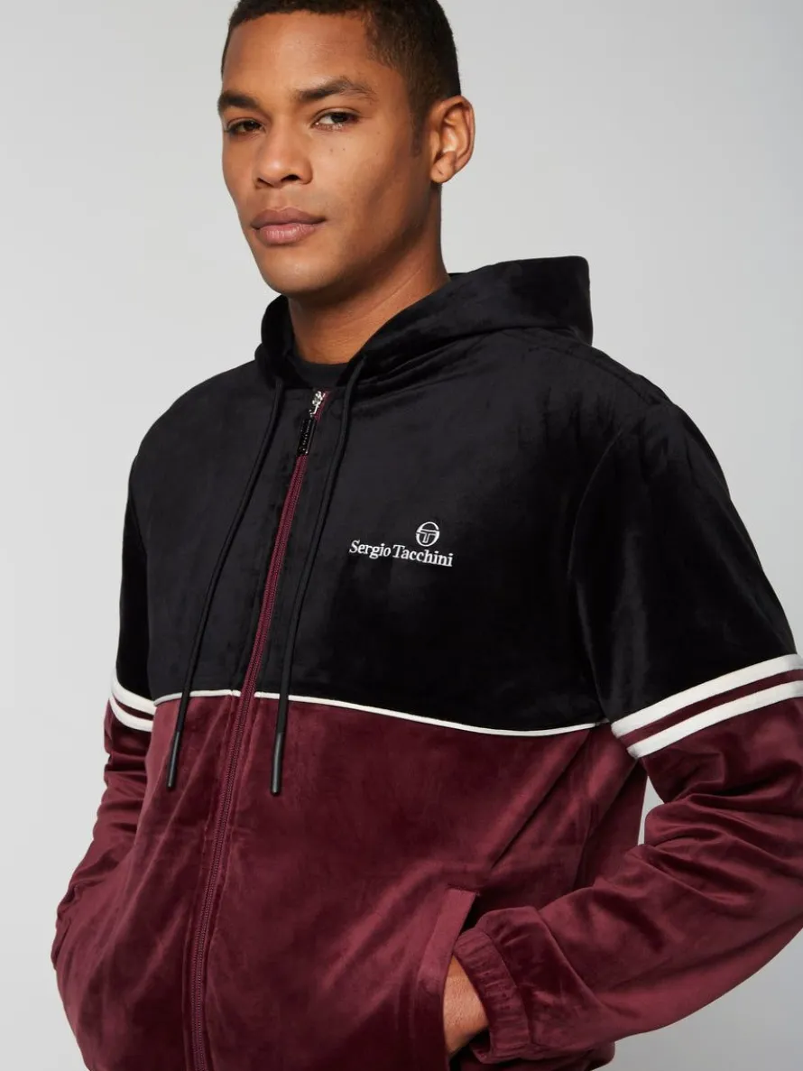 Scopeto Full-Zip Velour Hoodie- Black Beauty/ Mauve Wine