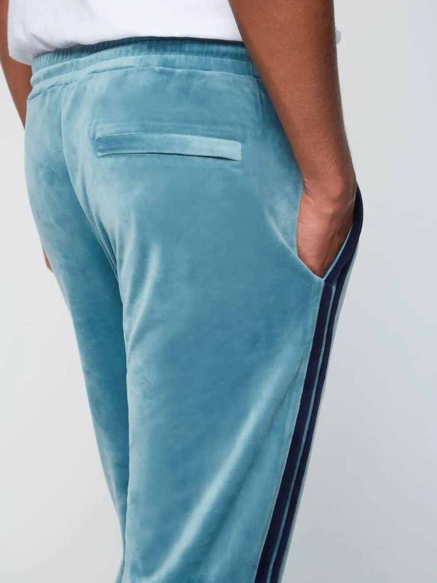 Debossed Damarindo Velour Track Pant- Larkspur