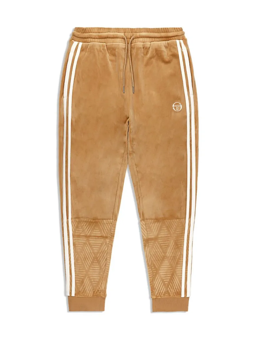 Debossed Damarindo Velour Track Pant- Meerkat