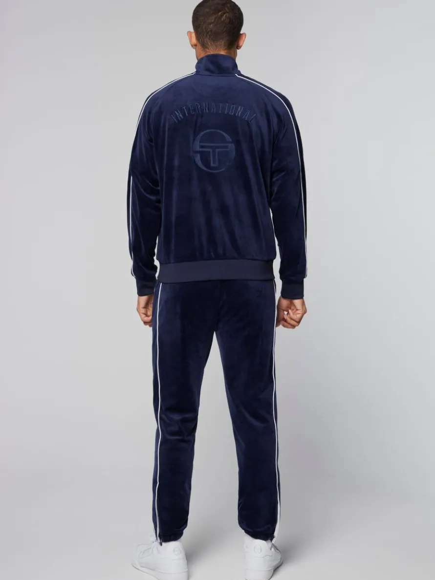 Sovana Velour Track Jacket- Maritime Blue