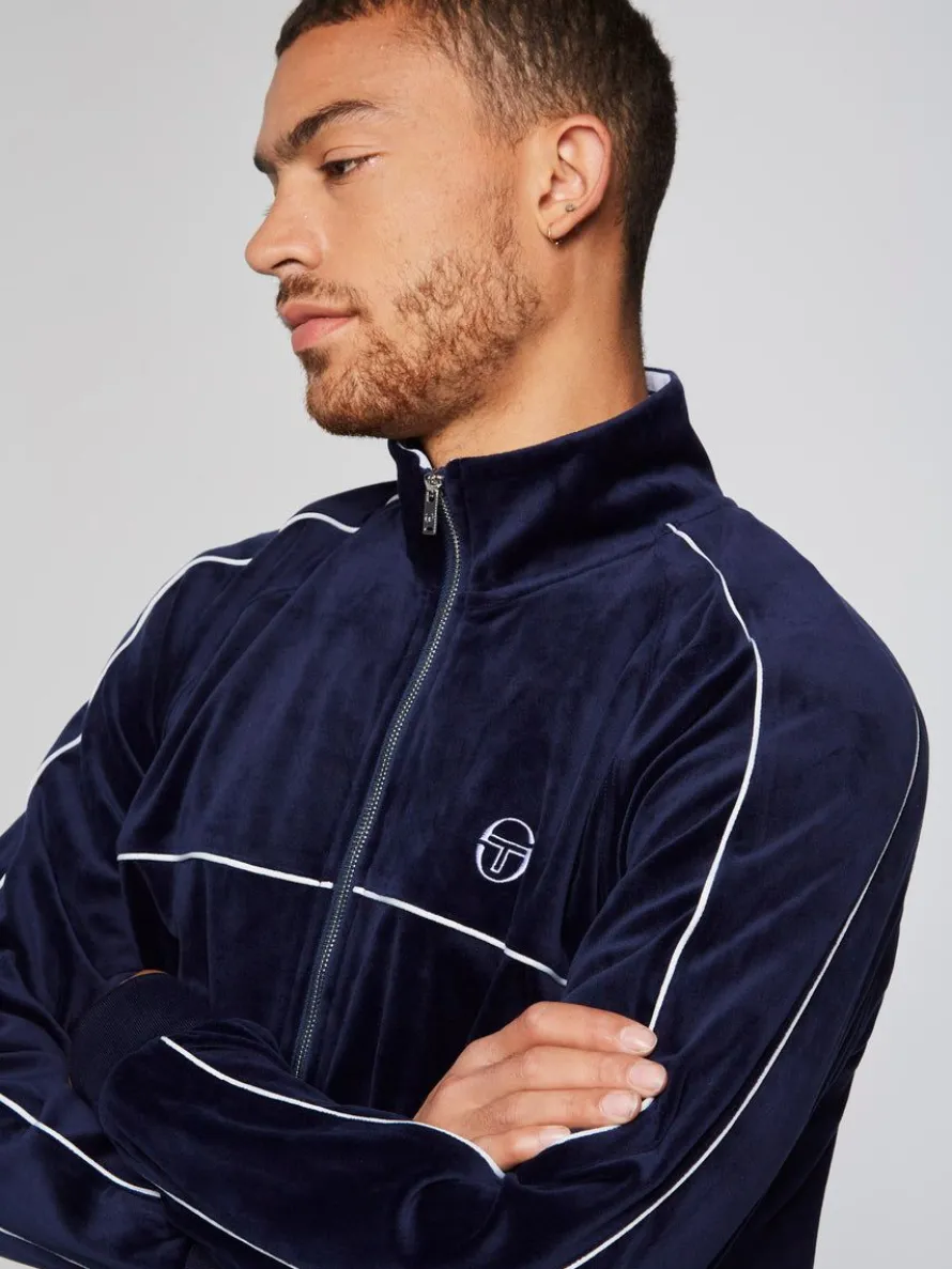 Sovana Velour Track Jacket- Maritime Blue