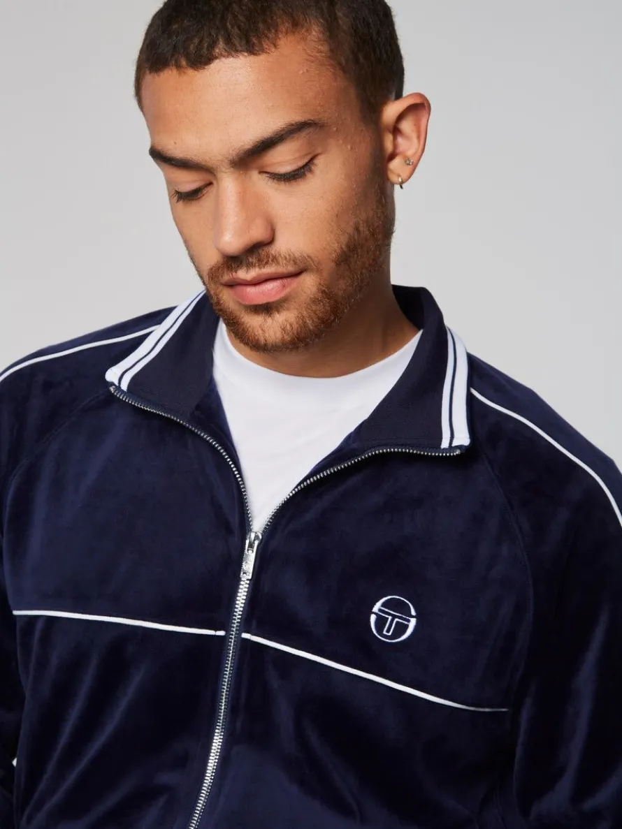 Sovana Velour Track Jacket- Maritime Blue