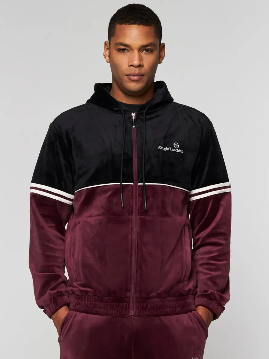 Scopeto Full-Zip Velour Hoodie- Black Beauty/ Mauve Wine