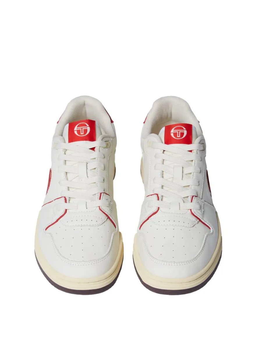 Prime Shot Da Sneaker- Antique White/ Almond Oil/ Adrenaline Red