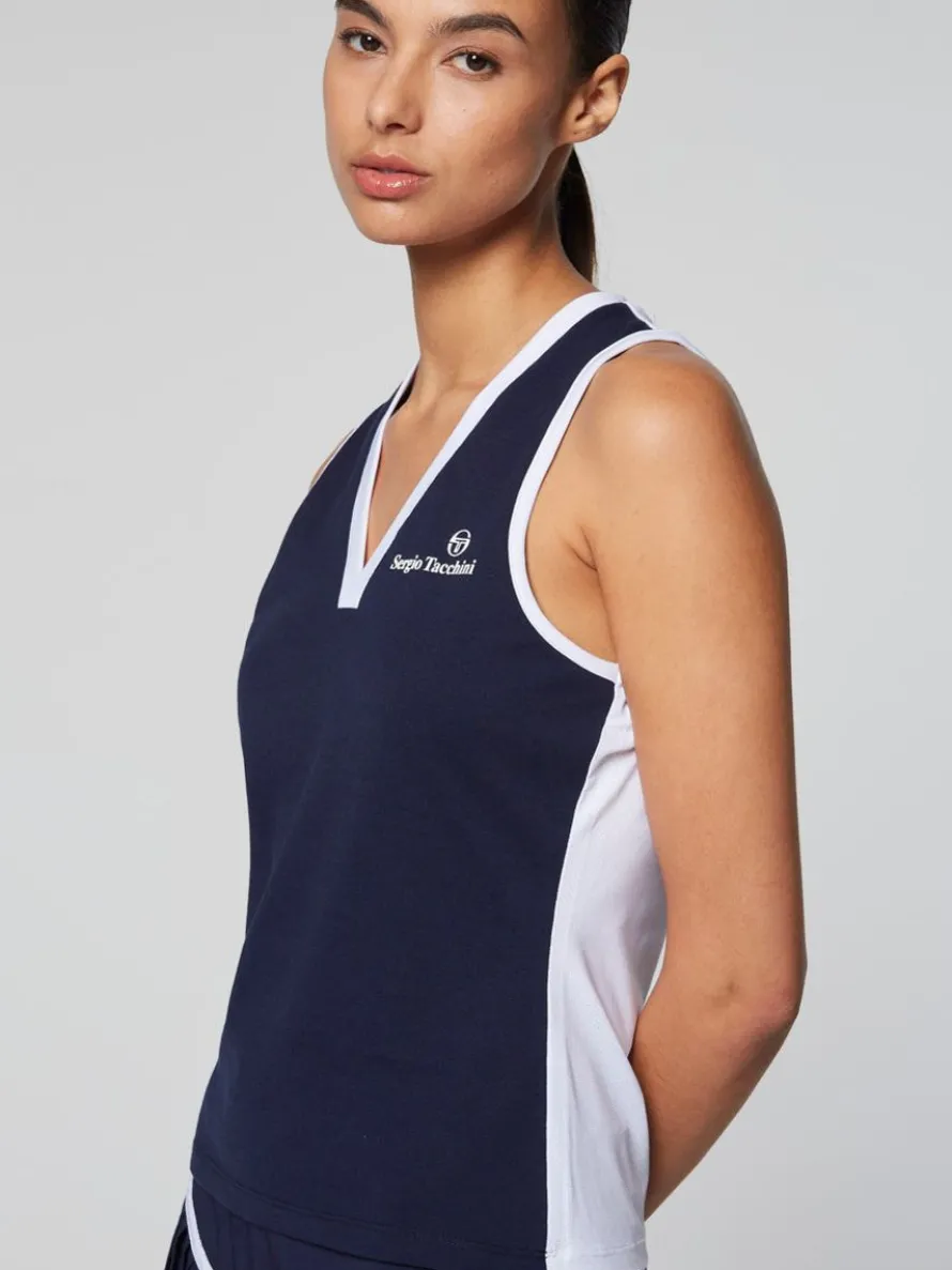 Women'S Vigentino Tennis V-Neck Tank Top- Maritime Blue