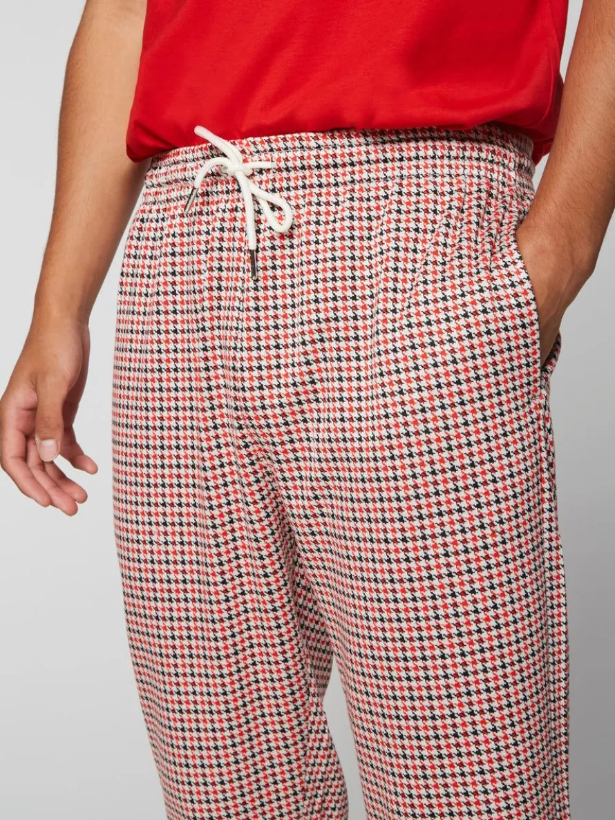 Dallas Houndstooth Track Pant- Poinciana