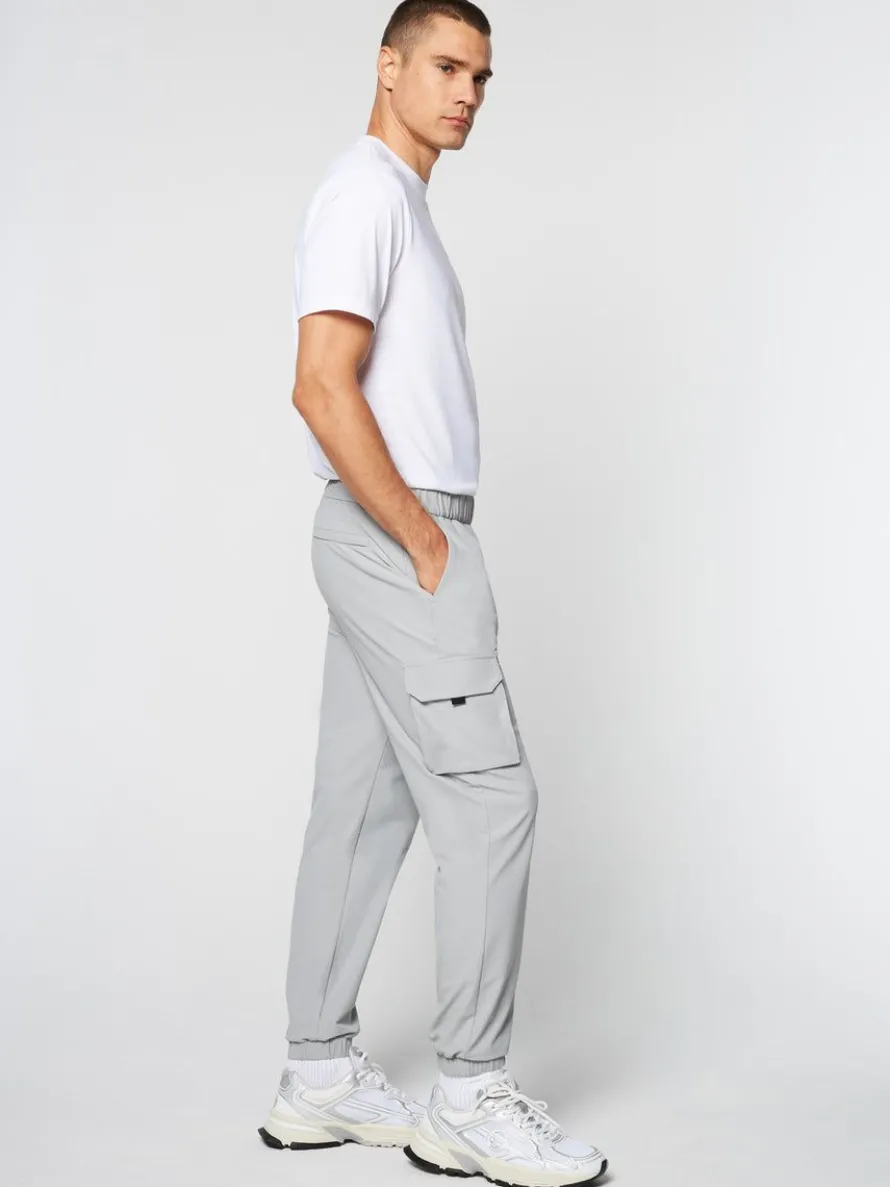 Woven Cargo Jogger Pants- Heather Grey