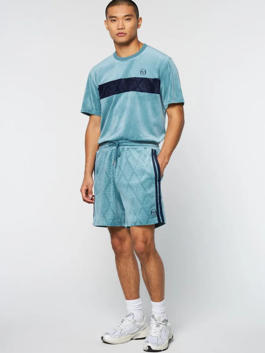 Debossed Damarindo Velour Short- Larkspur