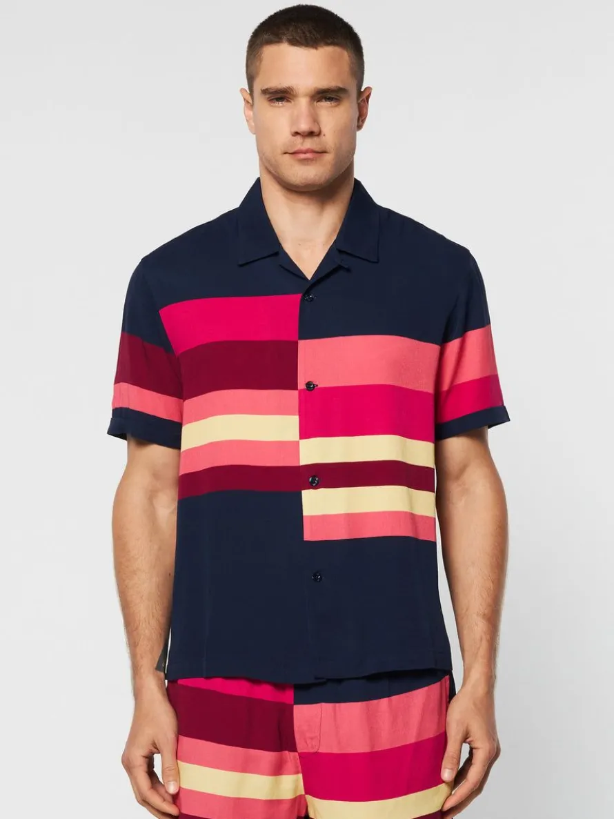Pennellata Cabana Shirt- Maritime Blue/ Multi