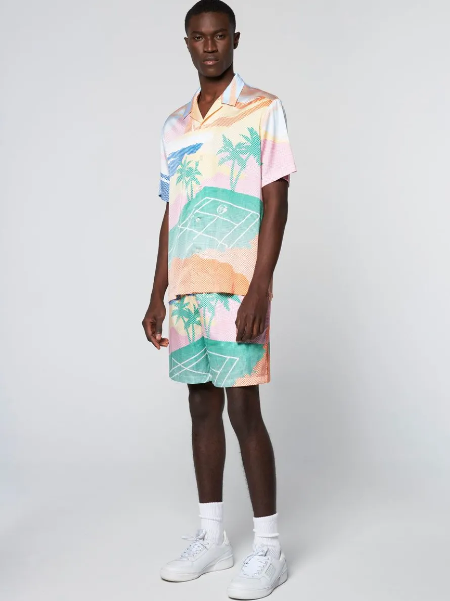 Riviera Camp Shirt- Deep Mint/ Multi