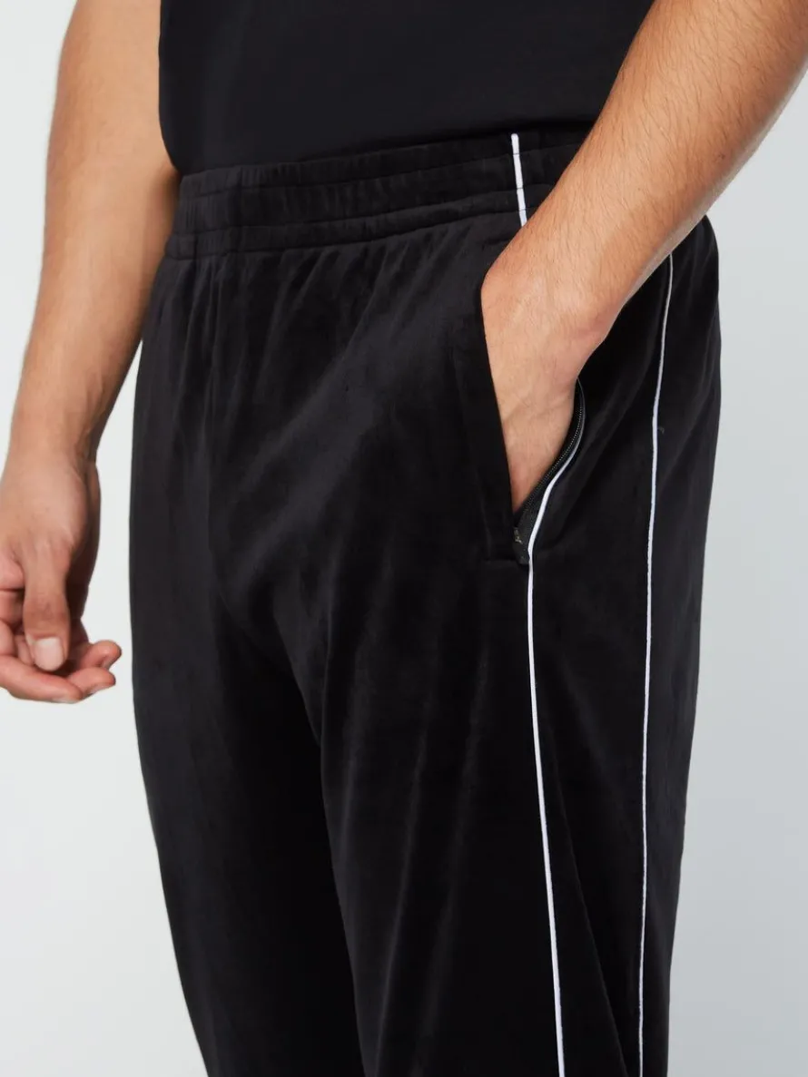 Lioni Velour Track Pant- Black Beauty