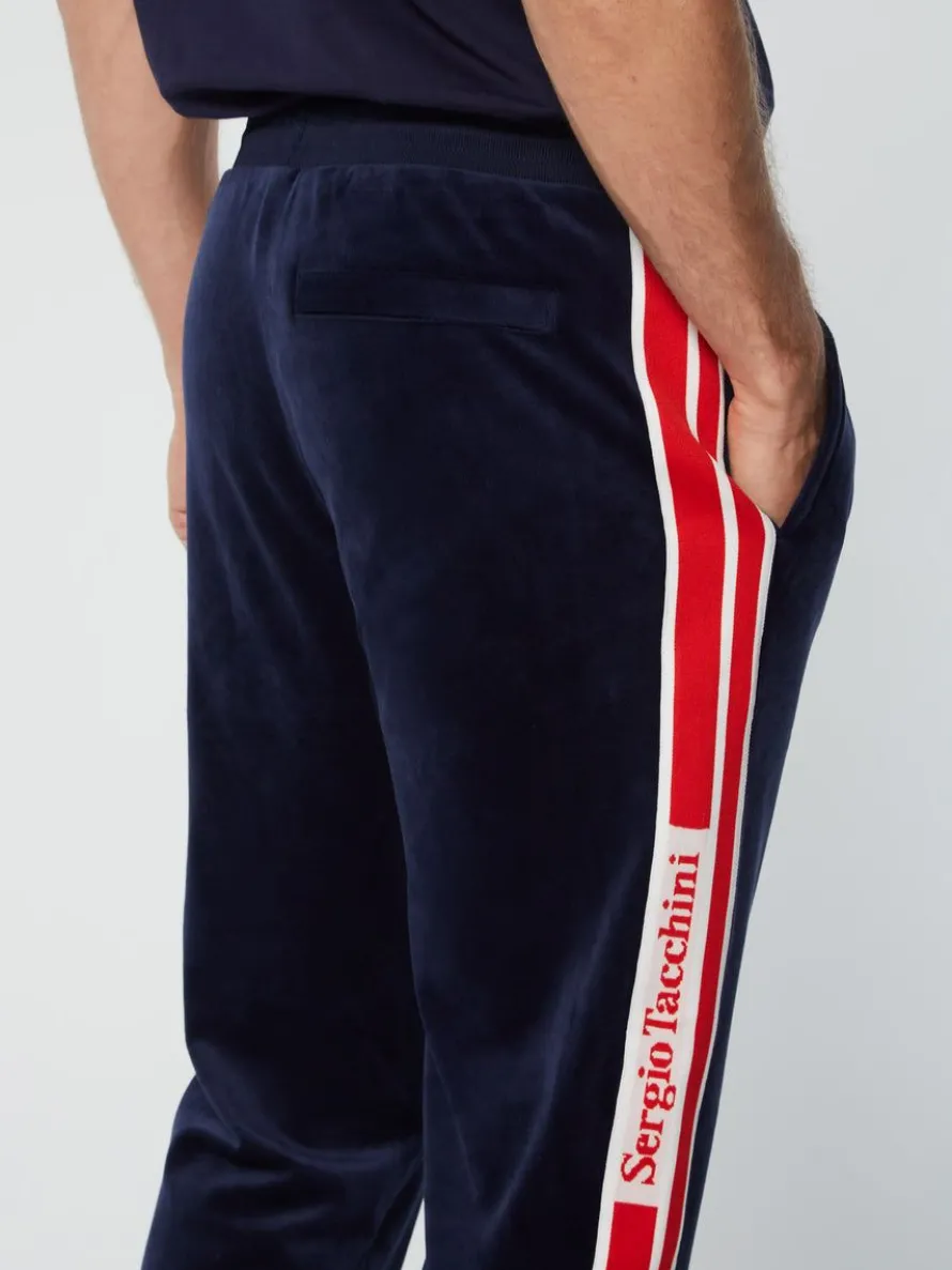 Pereto Velour Track Pant- Maritime Blue