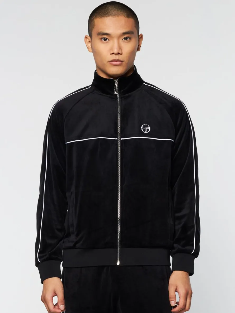 Lioni Velour Track Jacket- Black Beauty