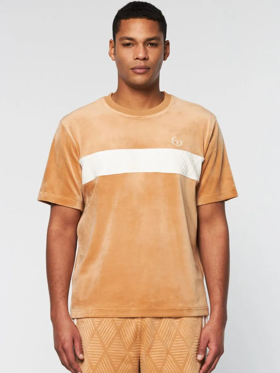 Debossed Damarindo Velour T-Shirt- Meerkat