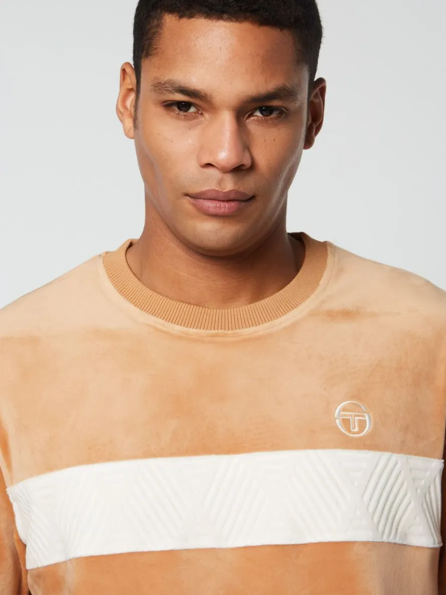 Debossed Damarindo Velour T-Shirt- Meerkat