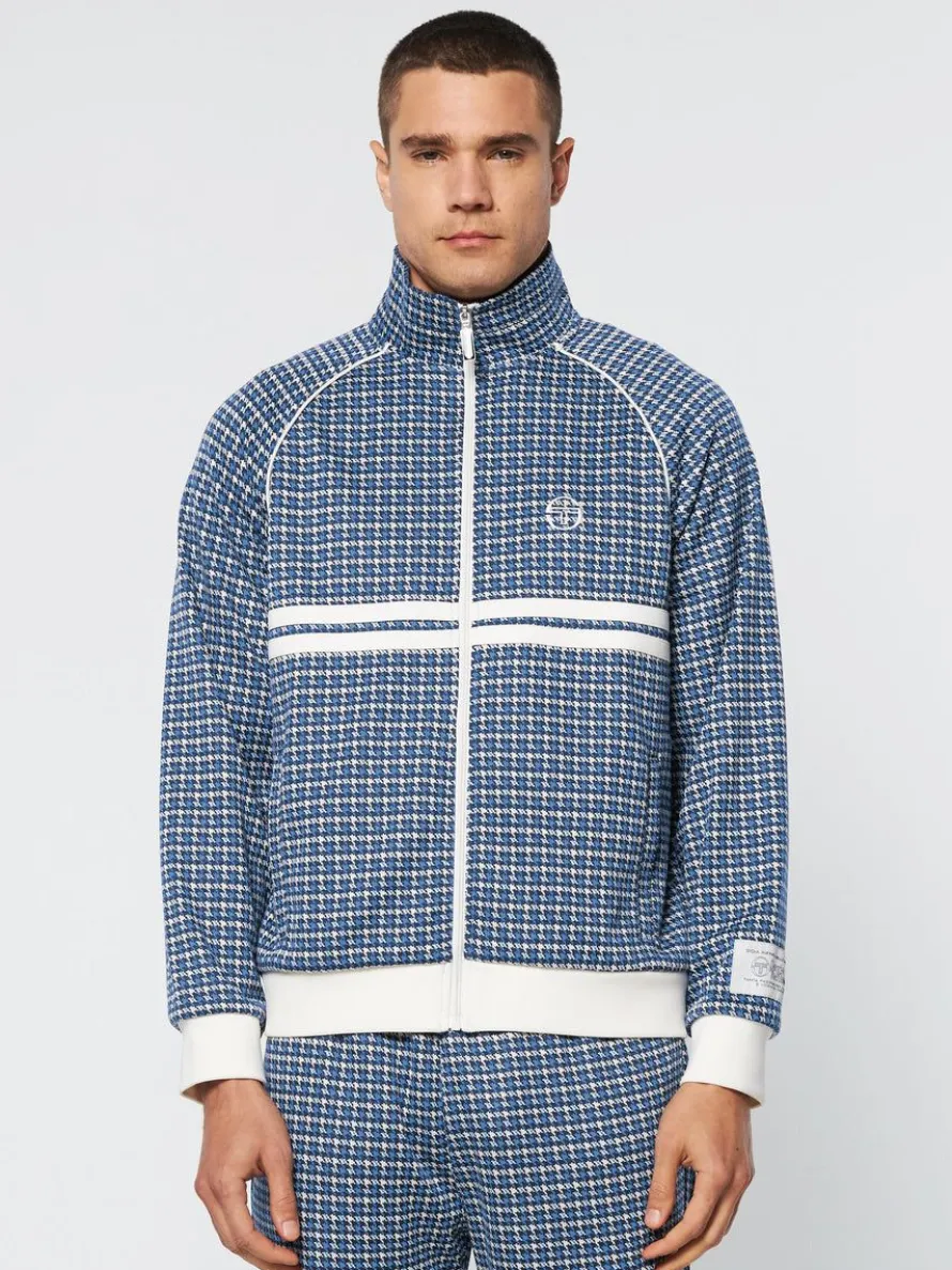 Dallas Houndstooth Track Jacket- Maritime Blue