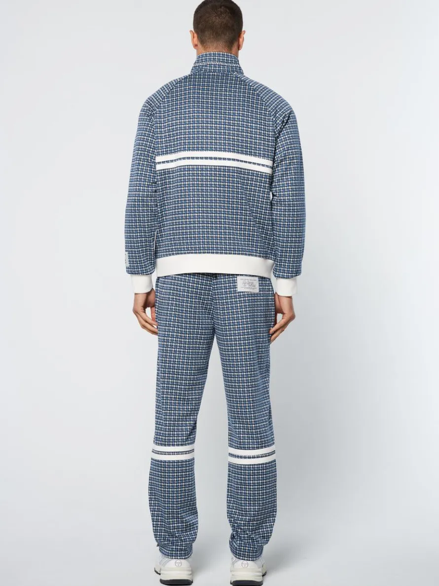 Dallas Houndstooth Track Jacket- Maritime Blue