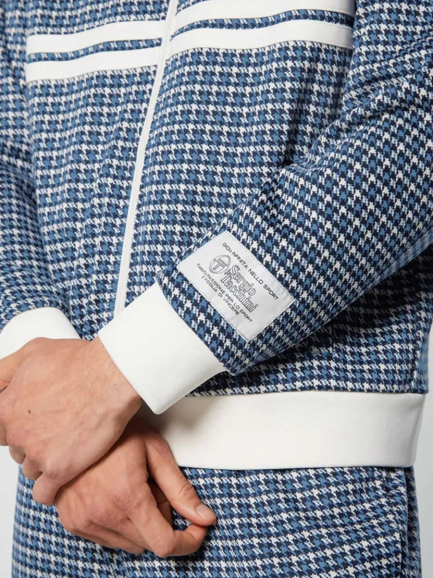 Dallas Houndstooth Track Jacket- Maritime Blue