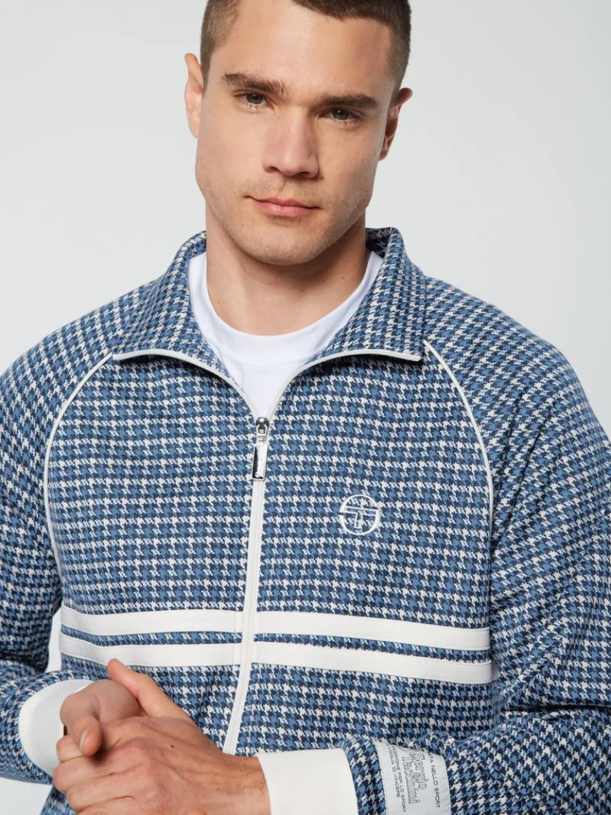Dallas Houndstooth Track Jacket- Maritime Blue