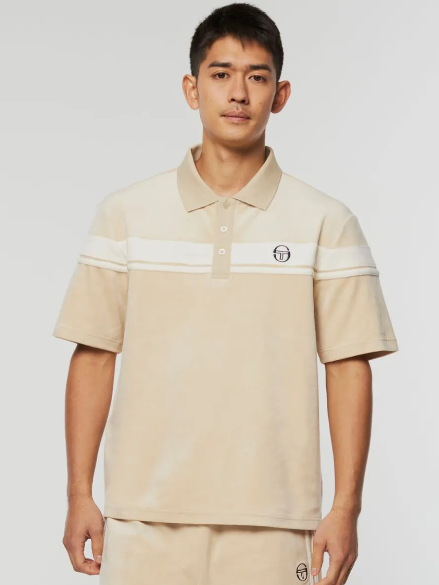 Damarindo Velour Polo-Cement/ Gardenia