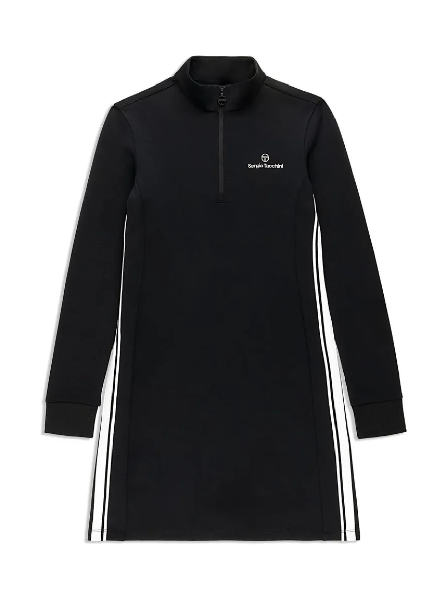 Damarindo Half-Zip Track Dress- Black