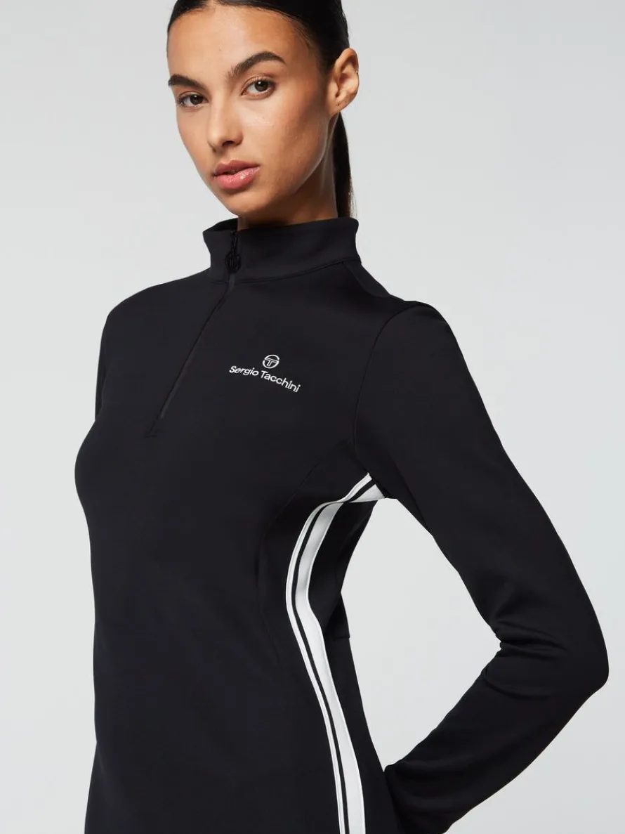 Damarindo Half-Zip Track Dress- Black