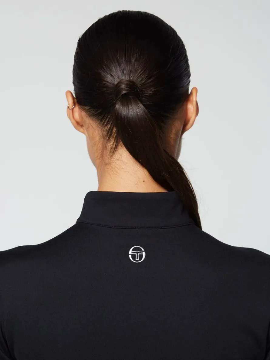 Damarindo Half-Zip Track Dress- Black