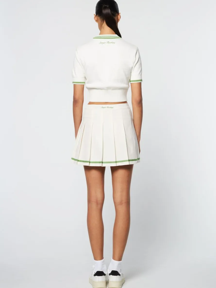 Perla Knit Cropped Polo- Gardenia