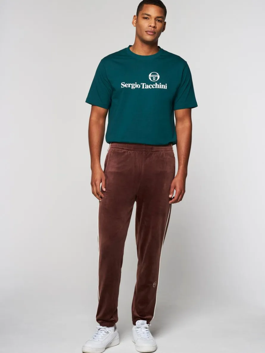 Lioni Velour Track Pant- Deep Mahogany