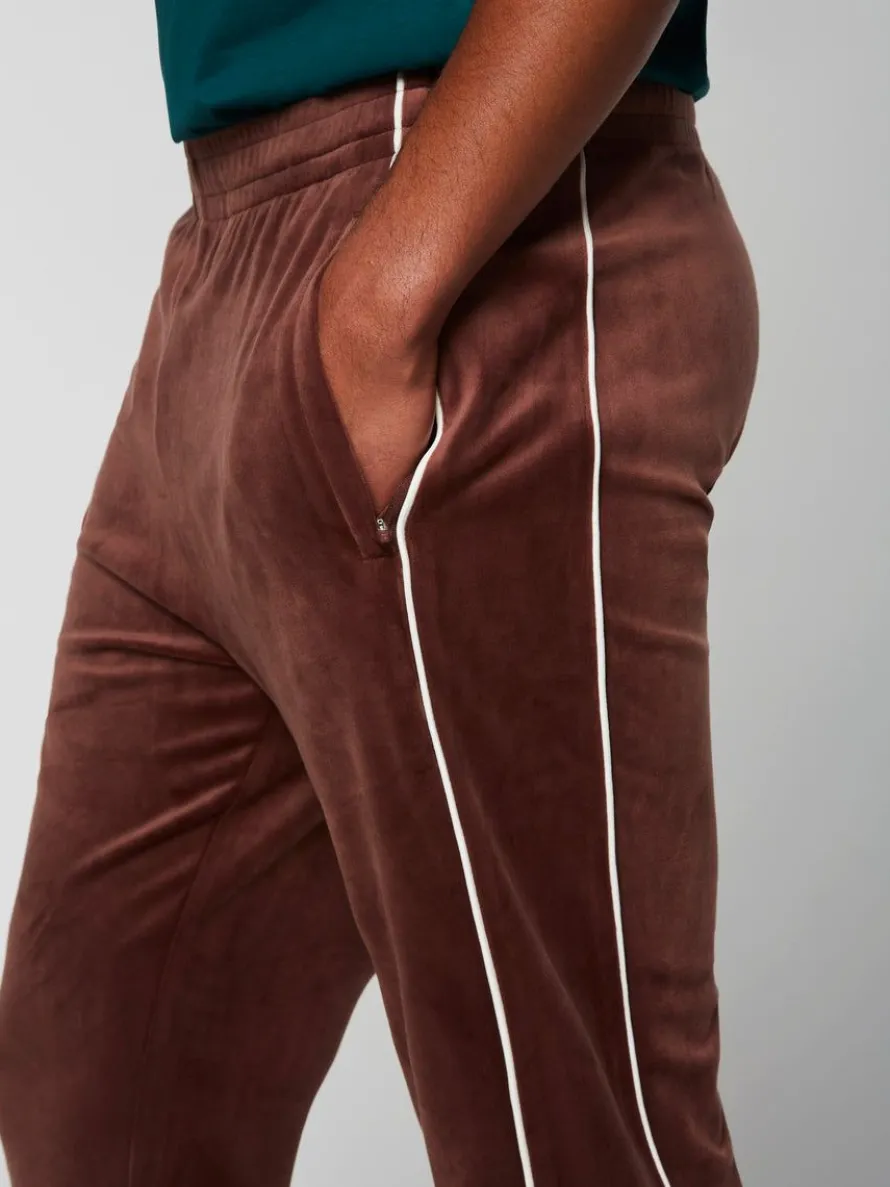 Lioni Velour Track Pant- Deep Mahogany