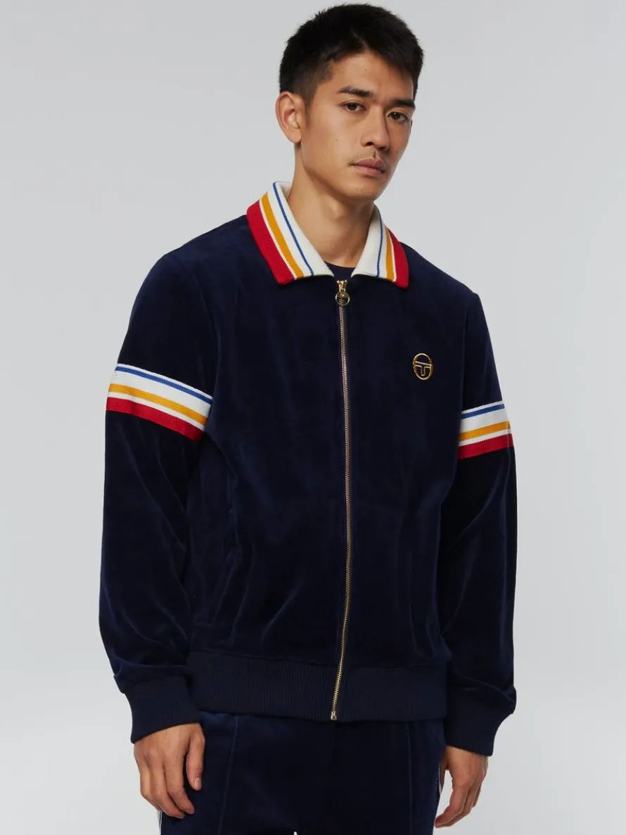Goran Velour Track Jacket Archivio- Maritime Blue