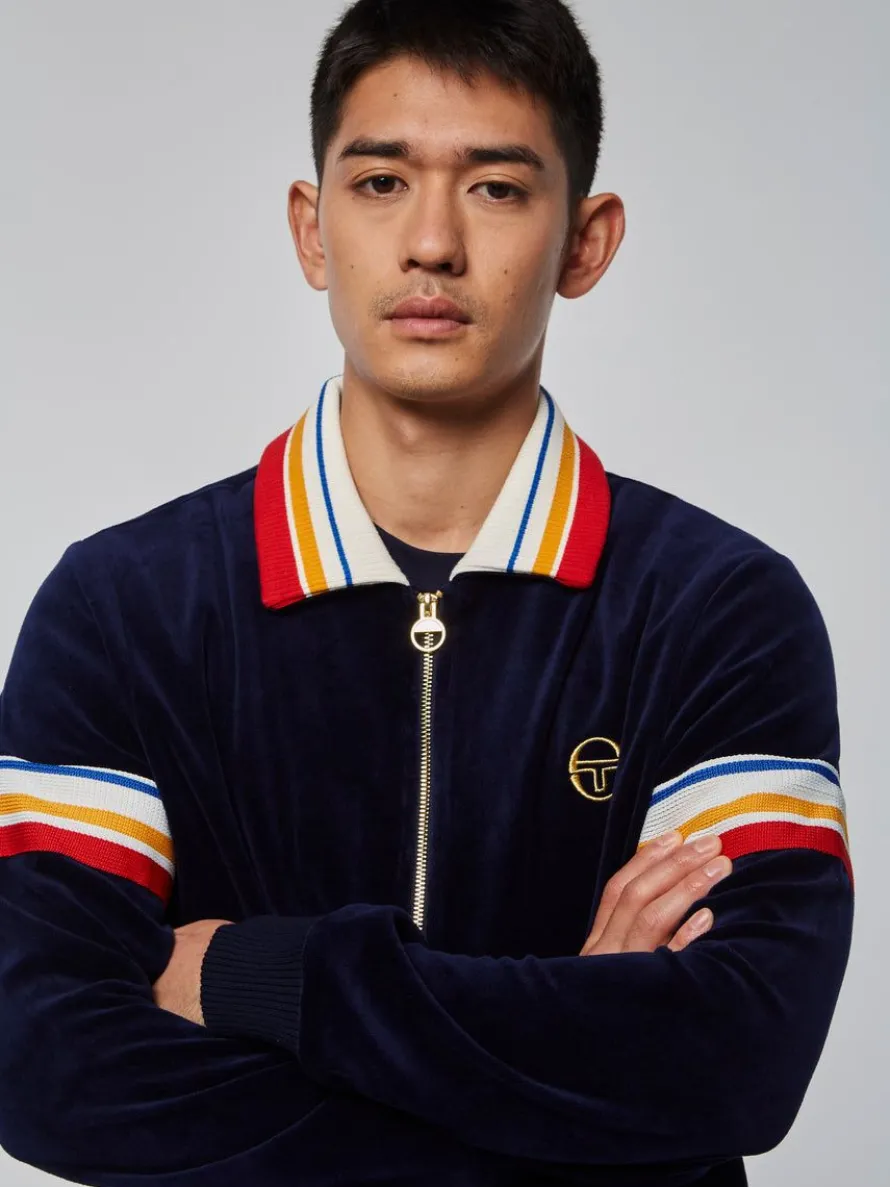 Goran Velour Track Jacket Archivio- Maritime Blue