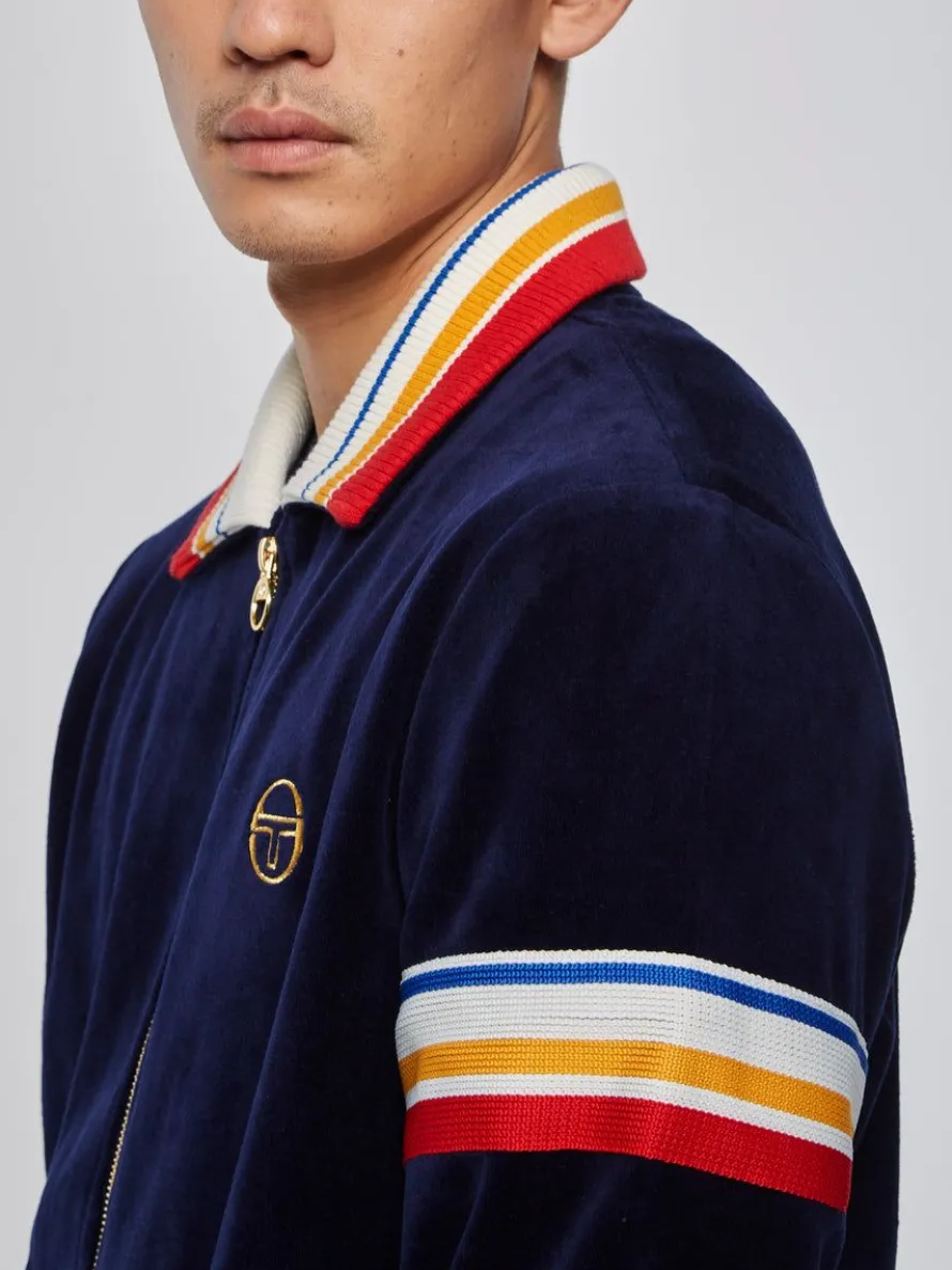 Goran Velour Track Jacket Archivio- Maritime Blue