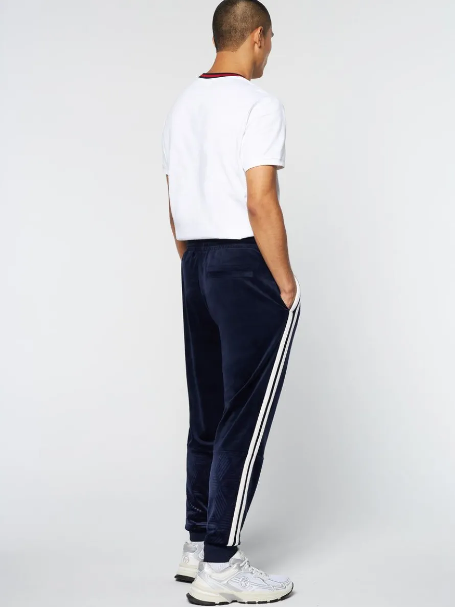 Debossed Damarindo Velour Track Pant- Maritime Blue