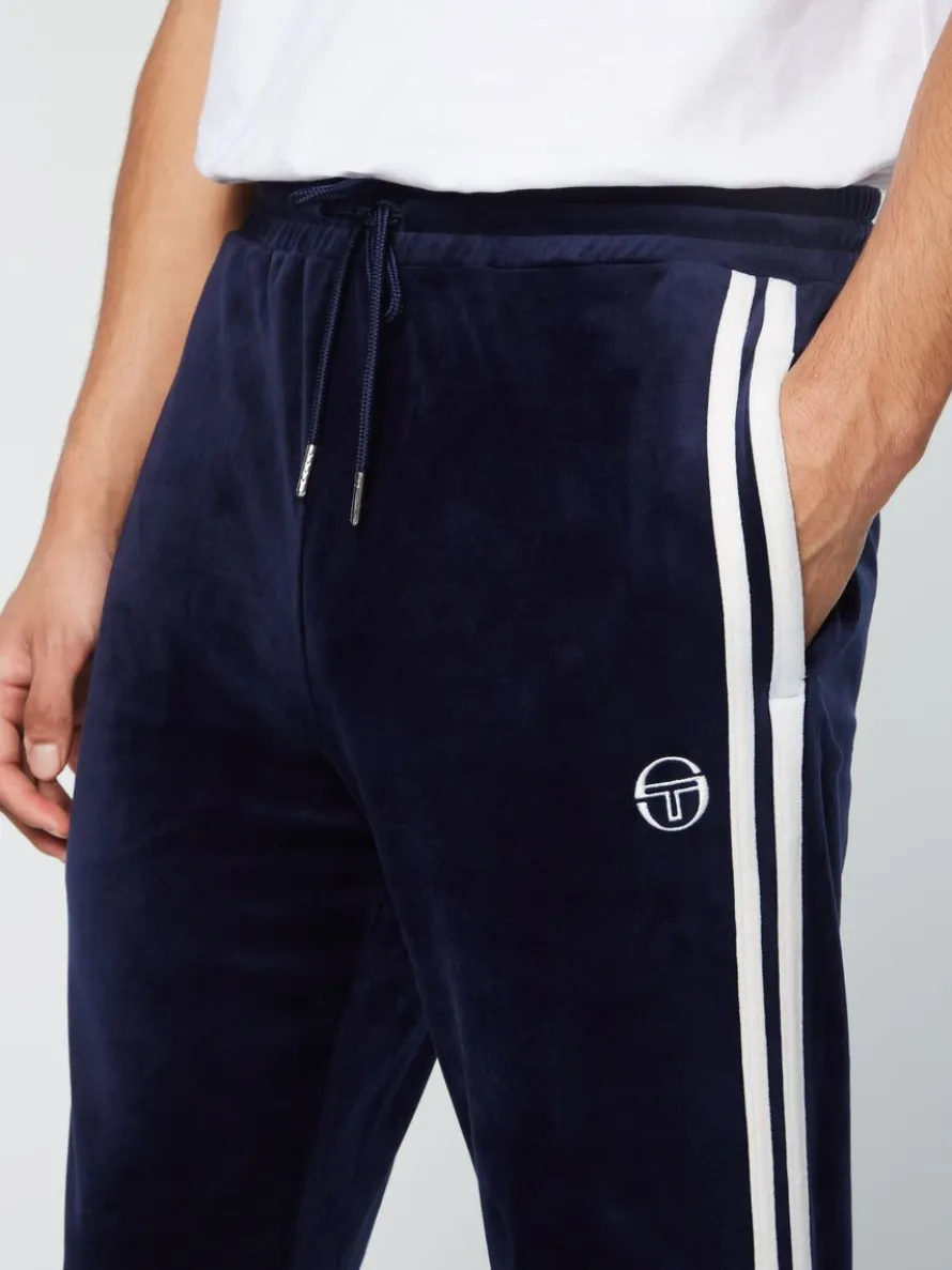 Debossed Damarindo Velour Track Pant- Maritime Blue