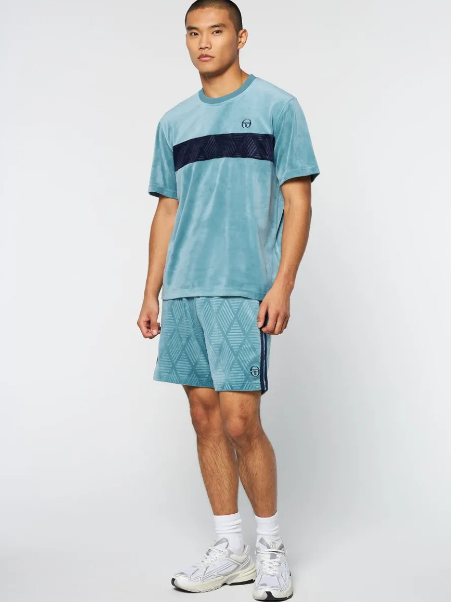 Debossed Damarindo Velour T-Shirt- Larkspur