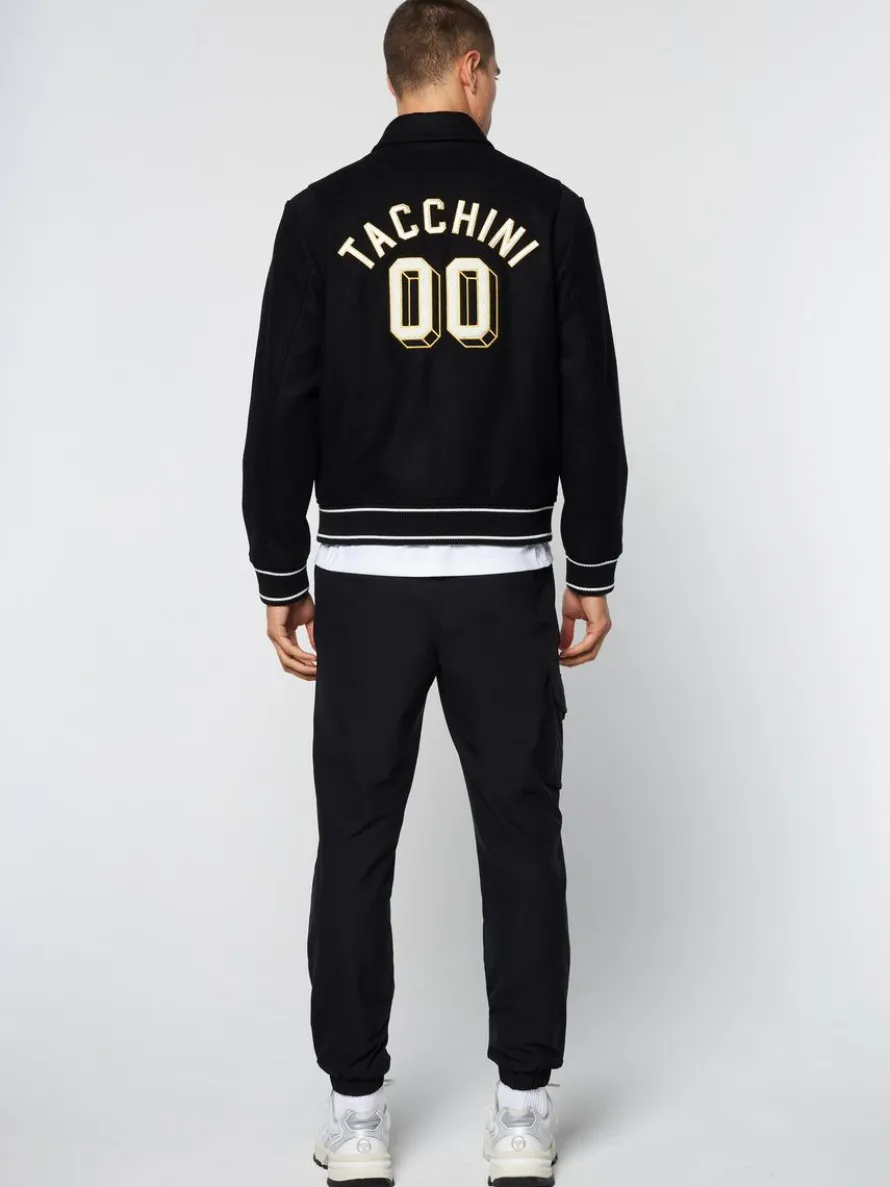 Prep Wool Varsity Jacket- Black