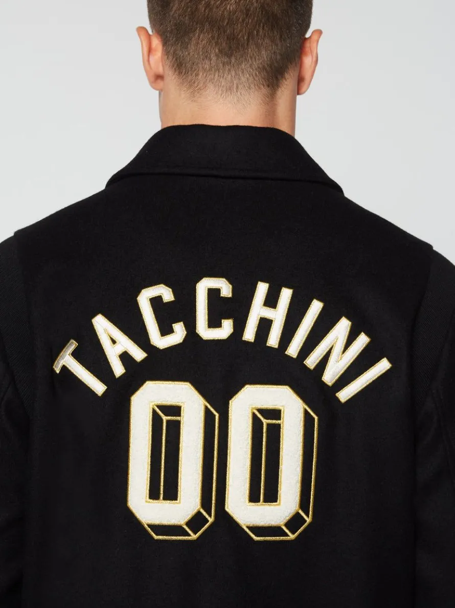 Prep Wool Varsity Jacket- Black