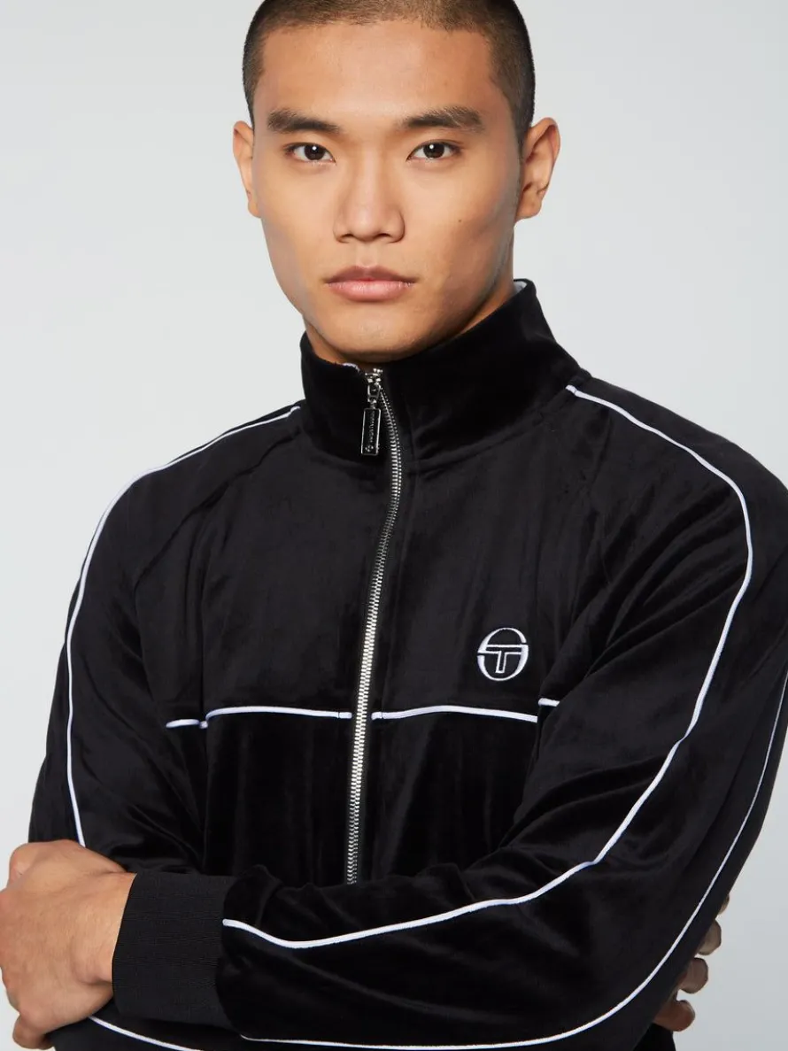 Lioni Velour Track Jacket- Black Beauty