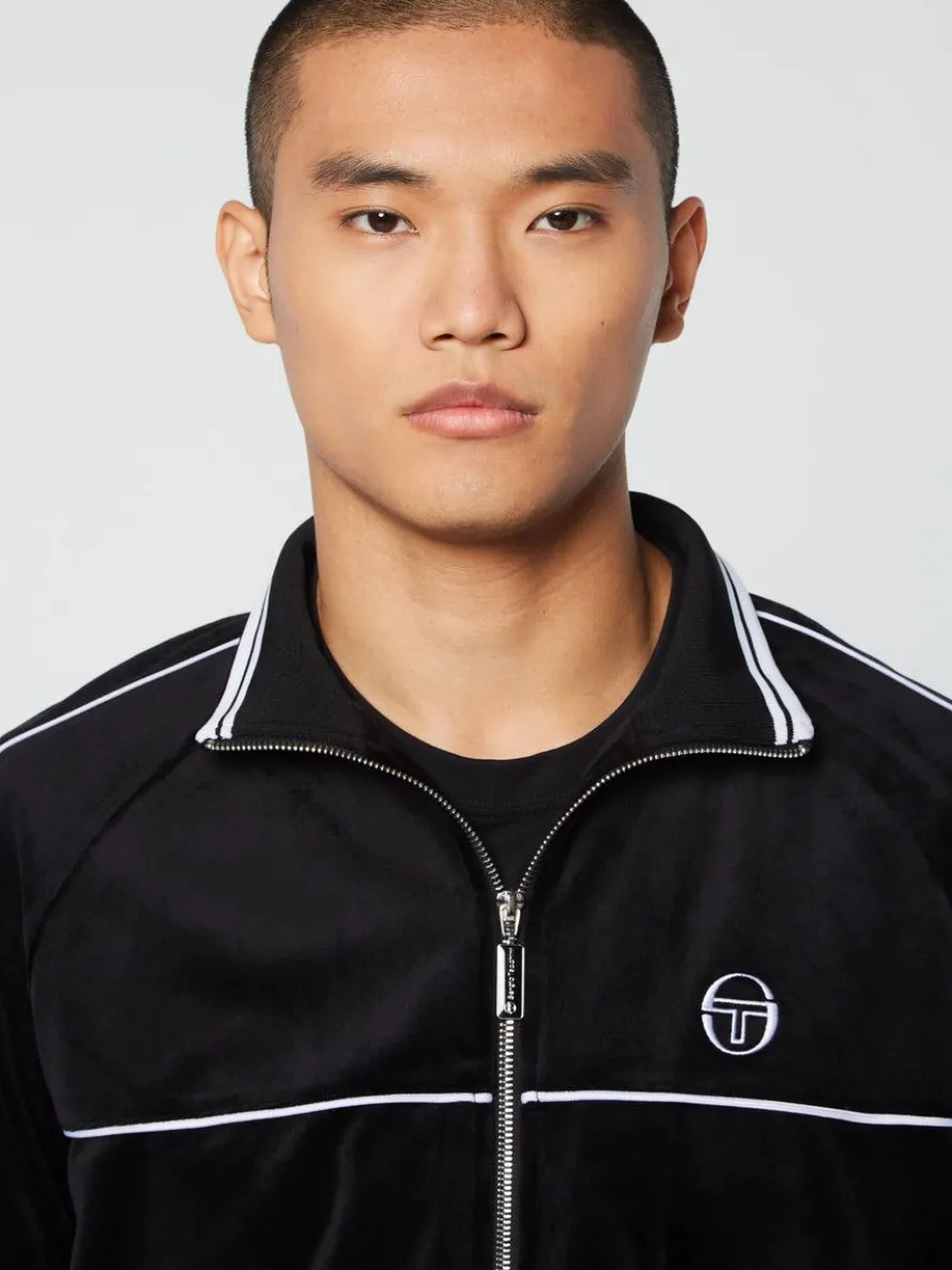 Lioni Velour Track Jacket- Black Beauty