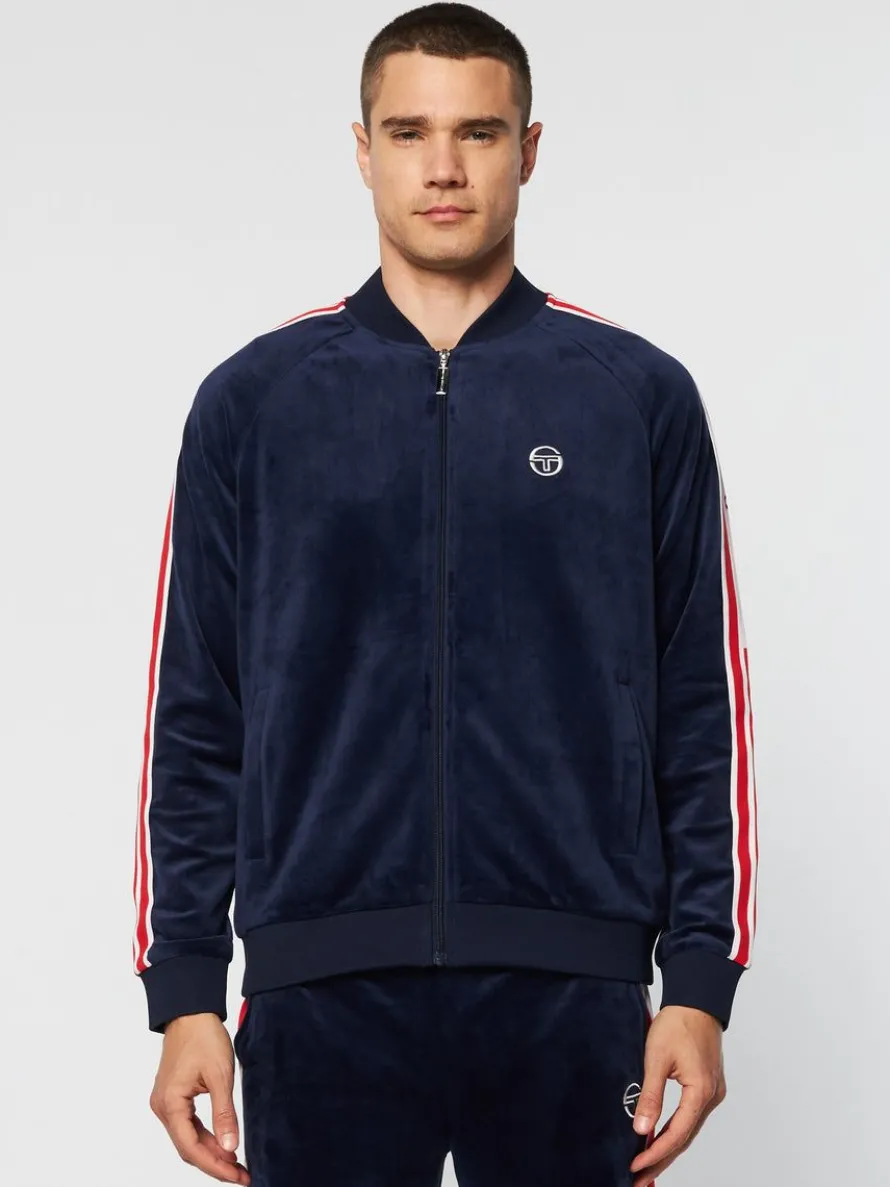 Pereto Velour Track Jacket- Maritime Blue