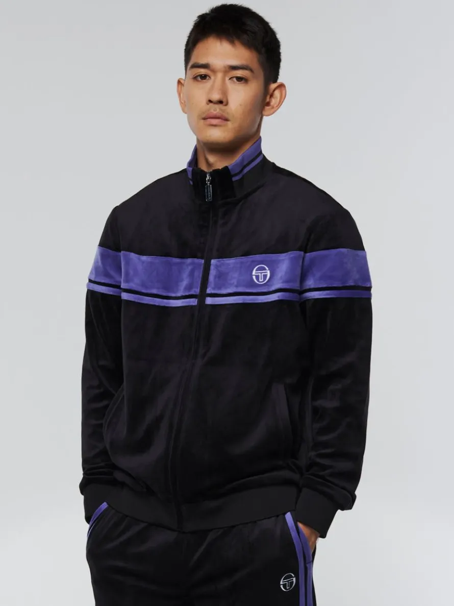 Damarindo Velour Track Jacket- Black/ Liberty